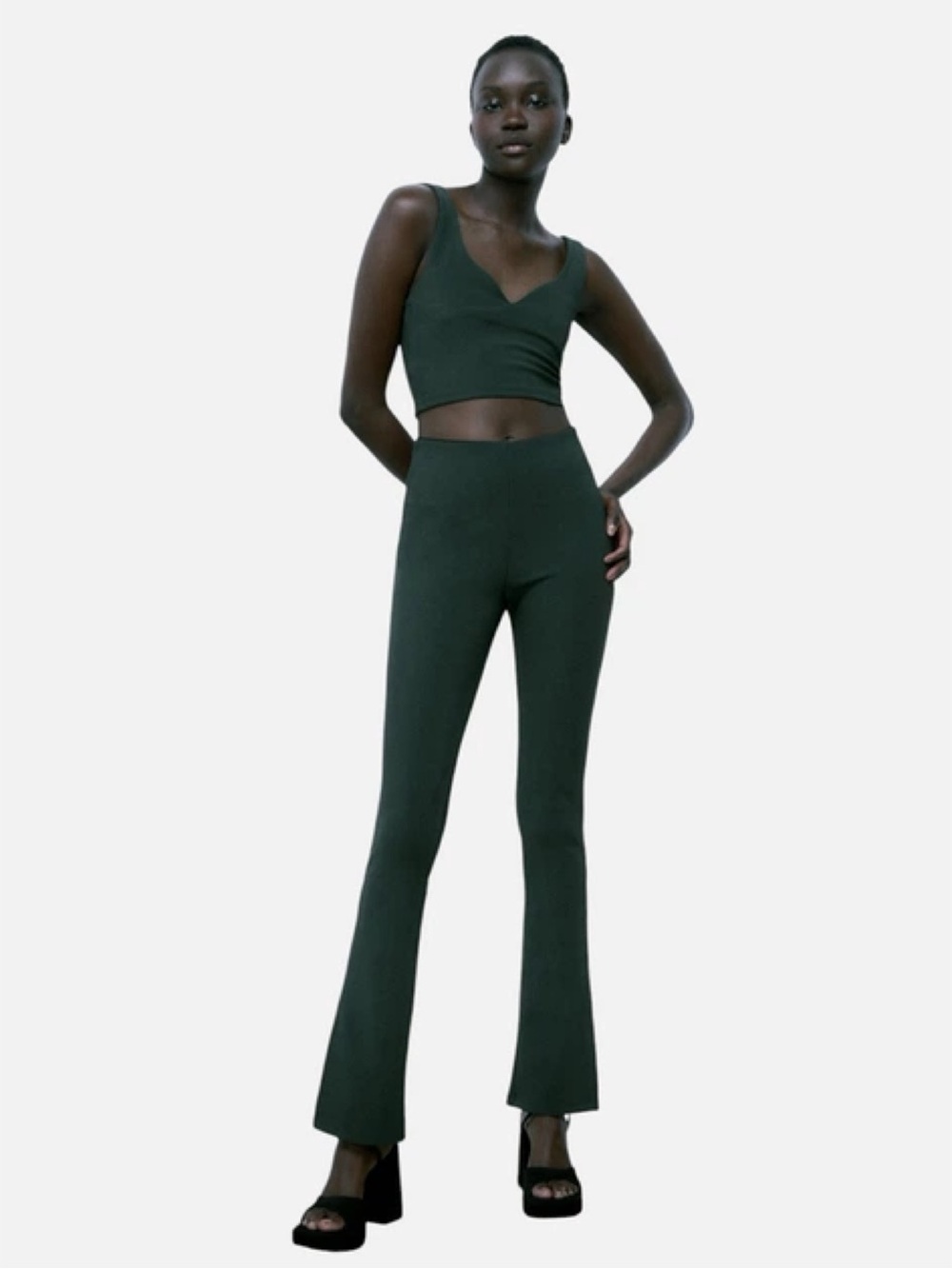 Zara Dark Green Flare Set